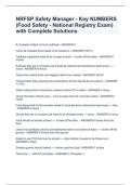 NRFSP Safety Manager - Key NUMBERS (Food Safety - National Registry Exam) with Complete Solutions