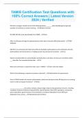 TAMIS Certification Test Questions with 100&percnt; Correct Answers &vert; Latest Version 2024 &vert; Verified