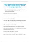 TOEFL Speaking Assignment Questions with 100% Correct Answers | Latest Version 2024 | Verified