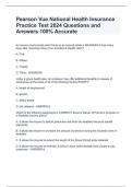 Pearson Vue National Health Insurance Practice Test 2024 Questions and Answers 100% Accurate