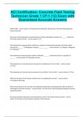 ACI Certification- Concrete Field Testing Technician Grade 1 CP-1 &lpar;12&rpar; Exam with Guaranteed Accurate Answers