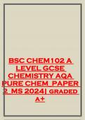 BSC CHEM102 A LEVEL GCSE CHEMISTRY AQA PURE CHEM_PAPER 2_MS 2024| graded a+