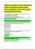 [NGN] RN PEDIATRICS NURSING CARE VERIFIED QUESTOINS AND ANSWERS 2023-2024 NEXT GENERATION EXAM