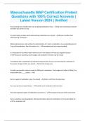Massachusetts MAP Certification Pretest Questions with 100&percnt; Correct Answers &vert; Latest Version 2024 &vert; Verified