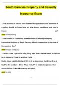 South Carolina Property and Casualty Insurance Exam Questions and Verified Answers (2024 / 2025)/ A+ GRADE