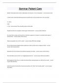 Seminar Patient Care Questions and answers latest update 