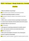 PSYC 110 Exam 1 Study Guide ULL Christie Charles 50 Questions with 100% Correct Answers