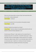 Study Guide for Texas Driving TestExam &vert;  Questions & 100&percnt; Correct Answers &lpar;Verified&rpar; &vert;  Latest Update &vert; GradeA&plus;