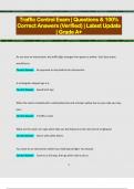 Traffic Control Exam &vert; Questions & 100&percnt;  Correct Answers &lpar;Verified&rpar; &vert; Latest Update  &vert; Grade A&plus; 