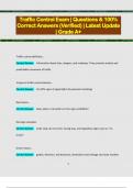 Traffic Control Exam &vert; Questions & 100&percnt;  Correct Answers &lpar;Verified&rpar; &vert; Latest Update  &vert; Grade A&plus;