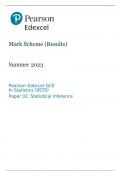 Pearson Edexcel GCE In Statistics &lpar;9ST0&rpar; Paper 02&colon; Statistical Inference summer june 2023 marking scheme