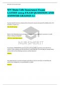 WV State Life Insurance Exam LATEST 2024 EXAM QUESTION AND ANSWER GRADED A+
