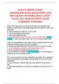NCLEX MEDICATION ADMINISTRATION QUESTIONS AND DETAILED ANSWERS&vert; 2024 LATEST EXAM