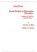Test Bank for Social Studies in Elementary Education 16th Edition (Global Edition) By Walter Parker, Terence Beck (All Chapters, 100% Original Verified, A+ Grade)