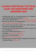 Louisiana Bail Bonds Test Study Guide 100 QUESTIONS AND ANSWERS 2024