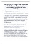 ESE K-12 FTCE Practice Test Questions  for the Exam - Competency 2:  Assessment and Evaluation (100%  Verified)