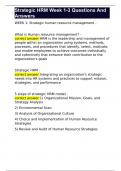 Strategic HRM Week 1-3 Questions And Answers 
