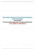 Test Bank Essentials of Psychiatric Mental Health Nursing (4th Edition by Varcarolis)