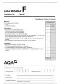 AQA GCSE BIOLOGY 8461-2F Paper 2 Foundation Tier Question Paper & Mark scheme  June 2022.