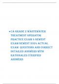 • Ca Grade 2 Wastewater  Treatment Operator  Practice Exam 4 NEWEST  EXAM NEWEST 2024 ACTUAL  EXAM  QUESTIONS AND CORRECT  DETAILED ANSWERS WITH  RATIONALES (VERIFIED ANSWERS 