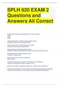SPLH 620 EXAM 2 Questions and Answers All Correct