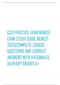        CCO PRACTICE EXAM NEWEST  EXAM STUDY GUIDE NEWEST  2023&lpar;COMPLETE COURSE  QUESTIONS AND CORRECT  ANSWERS WITH RATIONALES  &vert;ALREADY GRADED A&plus; 