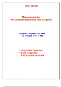 Test Bank for Macroeconomics, 4th Canadian Edition Krugman (All Chapters included)