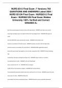 NURS 6512 Final Exam -7 Versions 700 QUESTIONS AND ANSWERS Latest 2024 / NURS 6512N Final Exam / NURS6512 Final Exam / NURS6512N Final Exam Walden University 100% Verified and Correct GRADED A+
