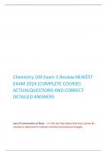 Chemistry 104 Exam 1 Review NEWEST  EXAM 2024 &lpar;COMPLETE COURSE&rpar;  ACTUALQUESTIONS AND CORRECT DETAILED ANSWERS  