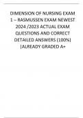 PHARMACOLOGY EXAM 1 Rasmussen EXAM NEWEST 2023 ACTUAL EXAM QUESTIONS AND CORRECT DETAILED ANSWERS &lpar;100&percnt;&rpar; &vert;ALREADY GRADED A   2 Exam &lpar;elaborations&rpar; Rasmussen - Pharmacology Final EXAM NEWEST 2023 ACTUAL EXAM QUESTIONS AND CORRECT DETAILED ANSWERS &lpar;100&percnt;&rpar; &vert;A