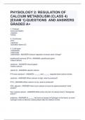 PHYSIOLOGY 2: REGULATION OF CALCIUM METABOLISM (CLASS 4) [EXAM 1]-QUESTIONS  AND ANSWERS GRADED A+