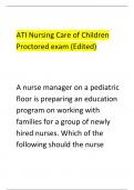 ATI Nursing Care of Children  Proctored exam (Edited) 