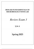 BIOS 242 FUNDAMENTALS OF MICROBIOLOGY WITH LAB REVIEW EXAM 3 Q & A SPRING 2023.