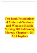 Test Bank Foundations of Maternal-Newborn and Women's Health Nursing, 8th Edition by Murray Chapter 1-28 | All Chapters