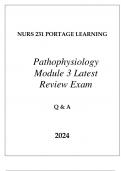 NURS 231 PORTAGE LEARNING PATHOPHYSIOLOGY MODULE 3 LATEST REVIEW EXAM Q & A 2024.
