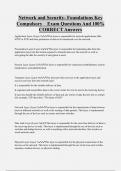 Network and Security- Foundations Key  Compulsory Exam Questions And 100&percnt;  CORRECT Answers