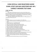 CCRN CRITICAL CARE REGISTERED NURSE EXAM LATEST 2023/2024 QUESTIONS AND 100% CORRECT ANSWERS TEST BANK