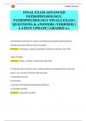 FINAL EXAM ADVANCED  PATHOPHYSIOLOGY,  PATHOPHYSIOLOGY FINALS EXAM |  QUESTIONS & ANSWERS (VERIFIED) |  LATEST UPDATE | GRADED A+