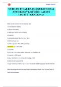 NUR 231 FINAL EXAM &vert; QUESTIONS &  ANSWERS &lpar;VERIFIED&rpar; &vert; LATEST  UPDATE &vert; GRADED A&plus;