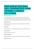 BEST ANSWERS NFHS Softball 2024 Rules 100% GUARANTEED PASS  VERIFIED CORRECT  SOLUTIONS