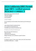 BEST ANSWERS 2024 California DMV Permit Test 100% verified answers  2024/2025 CORRECT