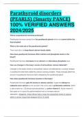 BEST ANSWERS Parathyroid disorders (PEARLS) (Smarty PANCE) 100% VERIFIED ANSWERS  2024/2025