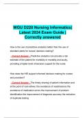 WGU D220 Nursing Informatics&vert; Latest 2024 Exam Guide &vert; Correctly answered 