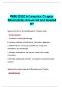WGU D220 Informatics Chapter 1&lpar;Complete&rpar; Answered and Graded A&plus;