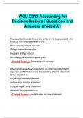 WGU C213 Accounting for Decision Makers | Questions and Answers Graded A+