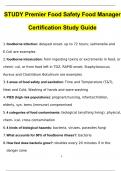 STUDY Premier Food Safety Food Manager Certification Study Guide Questions and Verified Answers &lpar;2024 &sol; 2025&rpar;&sol; A&plus; GRADE