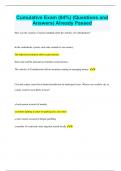 Cumulative Exam &lpar;84&percnt;&rpar; &lpar;Questions and Answers&rpar; Already Passed