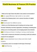 TExES Business & Finance 276 Practice Test Questions and Verified Answers (2024 / 2025)/ A+ GRADE