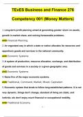 TExES Business and Finance 276 Competency 001 (Money Matters) Questions and Verified Answers (2024 / 2025)/ A+ GRADE