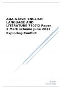 AQA  A-level ENGLISH LANGUAGE AND LITERATURE Paper 2 Exploring Conflict Mark scheme June 2023
